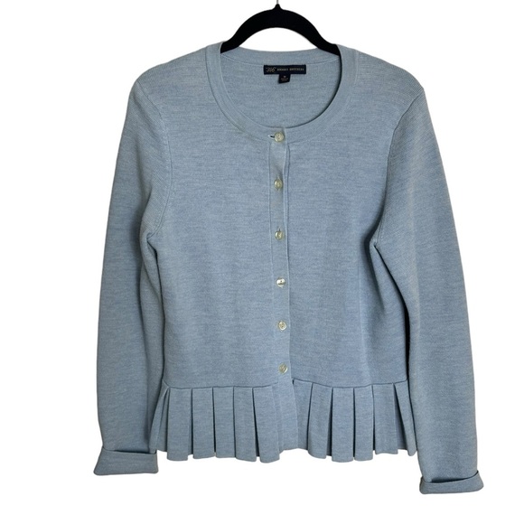 Brooks Brothers Sweaters - Brooks Brothers Wool Peplum Hem Sweater Cardigan Light Blue size Medium